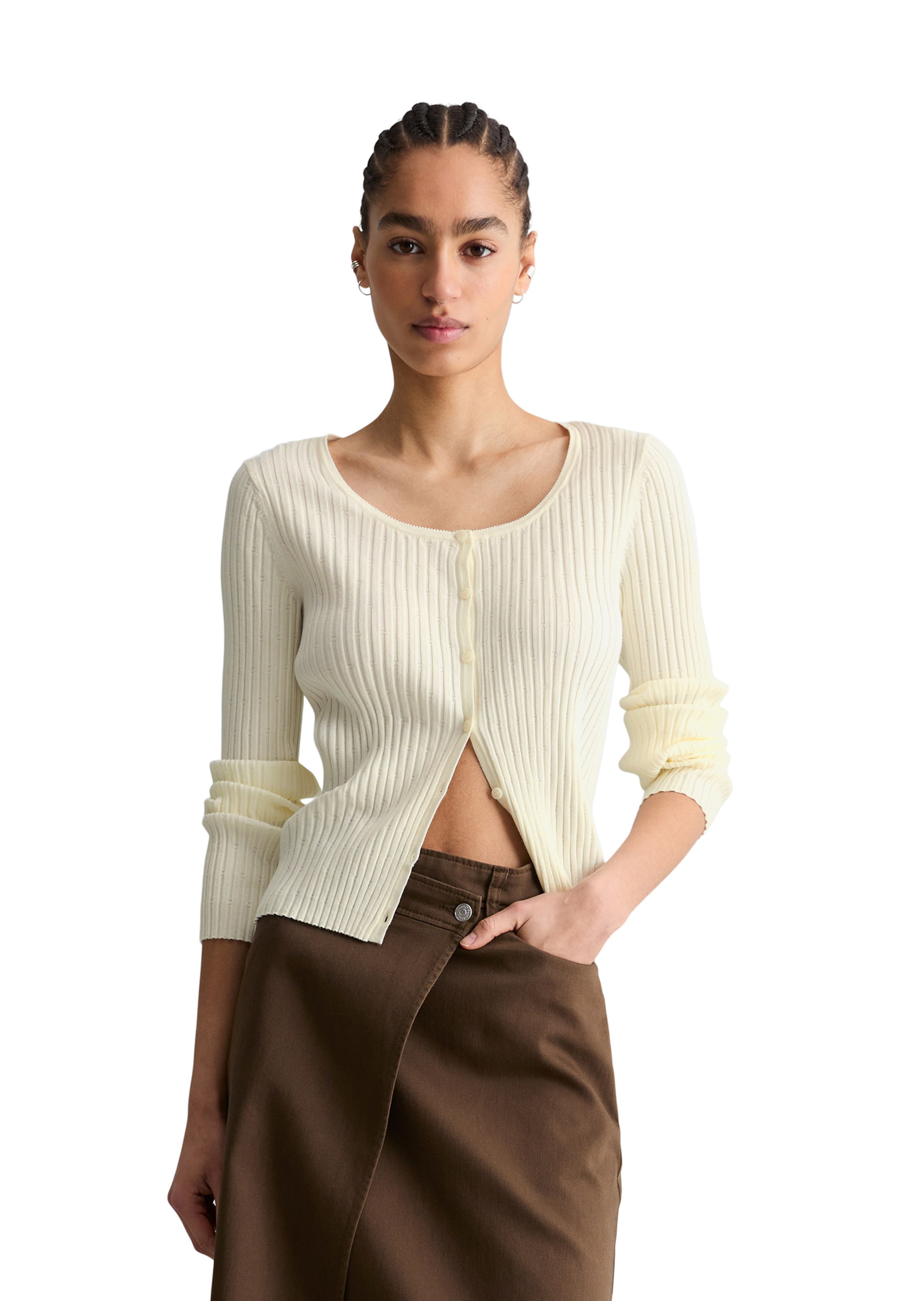 Marc O'Polo DENIM Gebreid vest in Wit: voorkant