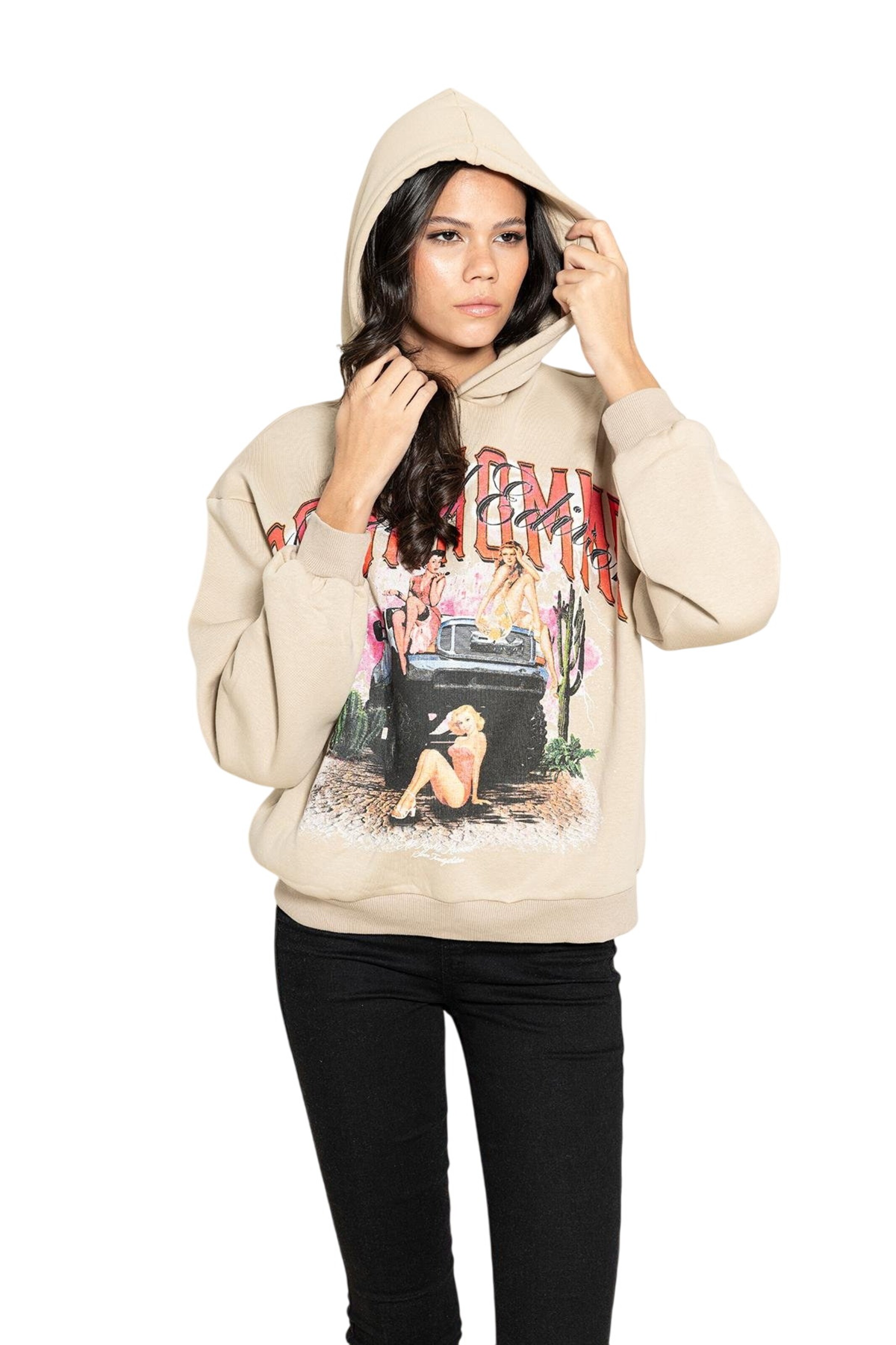 For You Moda Sweatshirt in Beige: voorkant