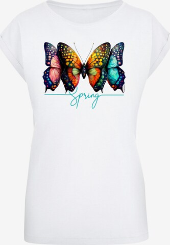 T-shirt 'Schmetterling Illusion' F4NT4STIC en blanc : devant