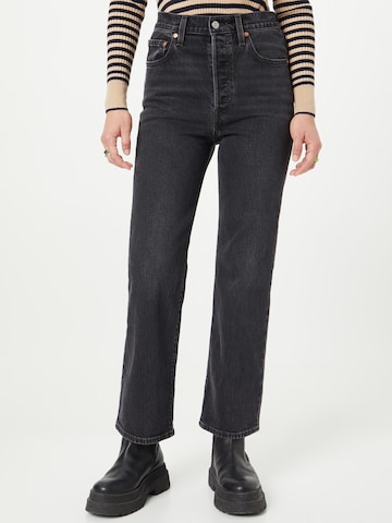 LEVI'S ® Bootcut Jeans 'Ribcage Crop Boot' in Zwart: voorkant