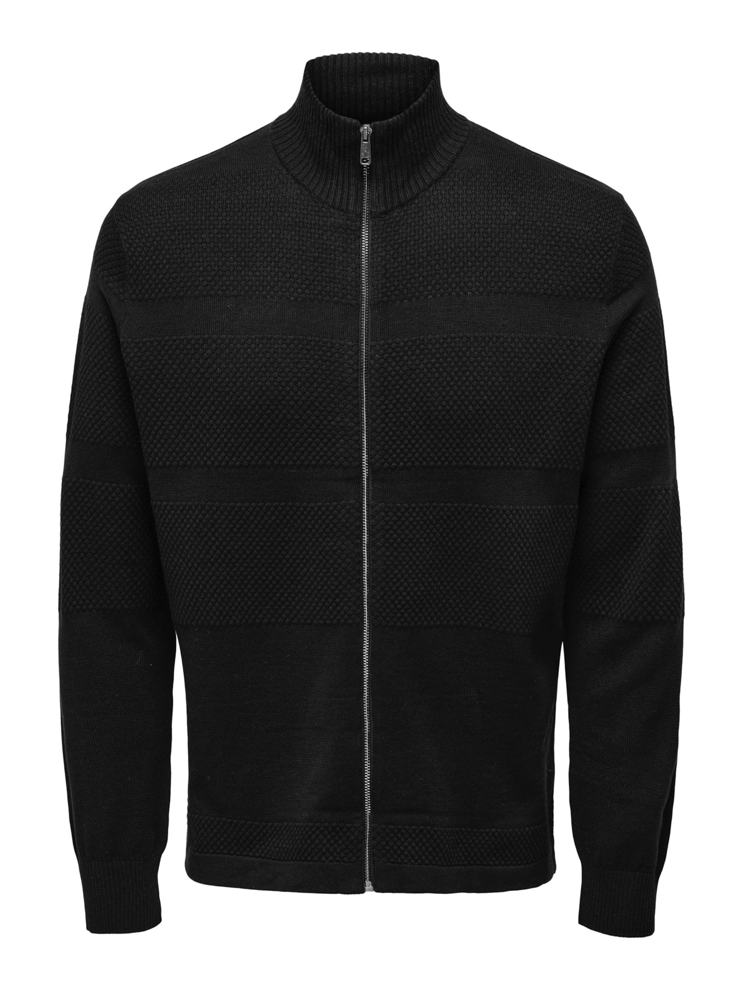Only & Sons Strickjacke 'ONSMALIK' in Schwarz: Vorderseite