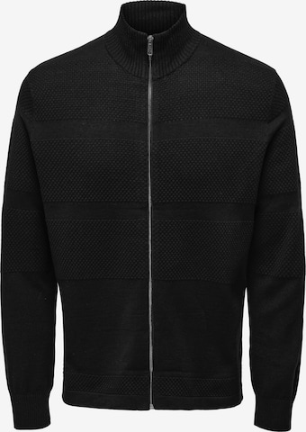 Only & Sons - Cárdigan 'ONSMALIK' en negro: frente