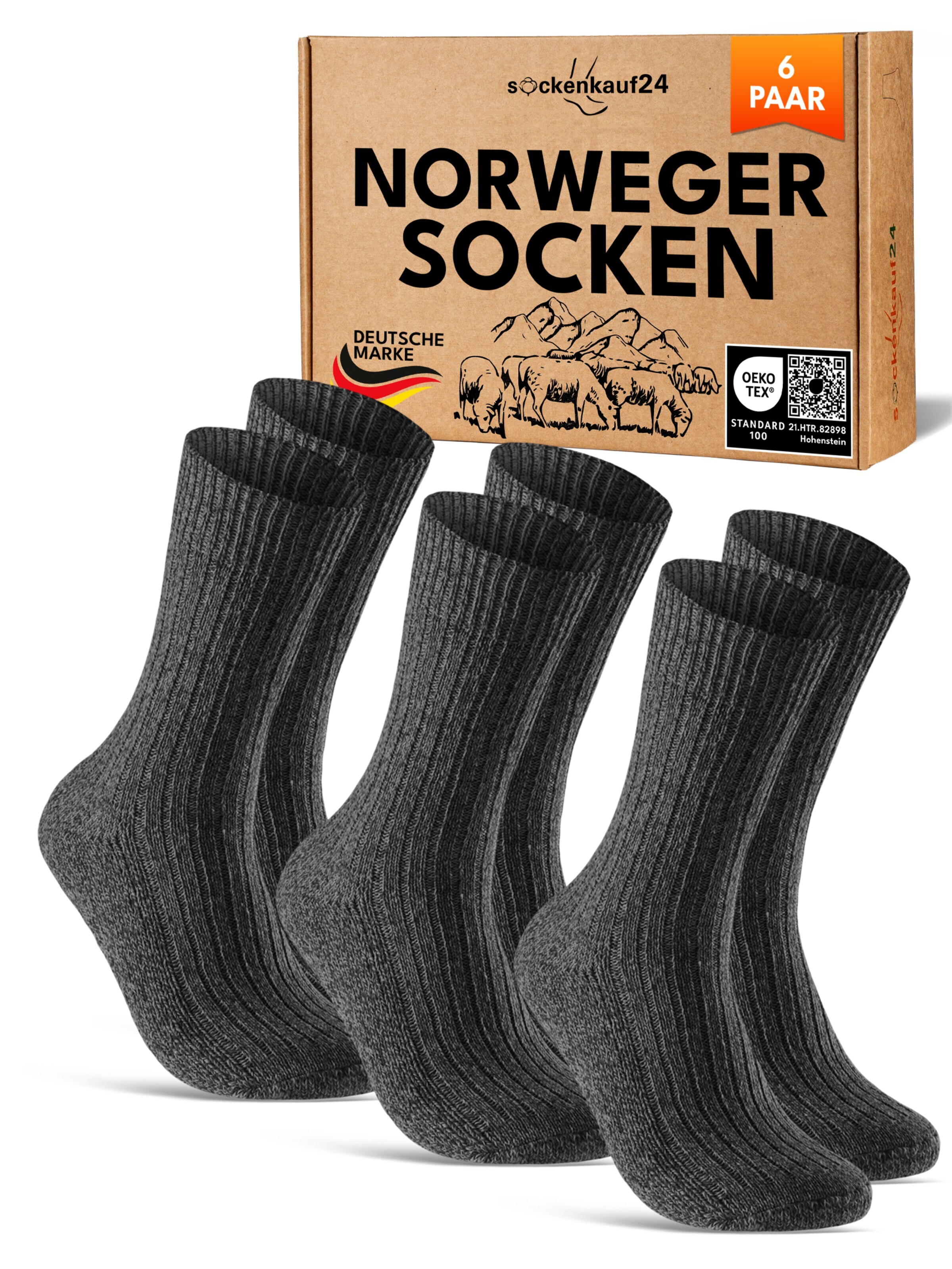 sockenkauf24 Sokken 'Norweger Wollsocken' in Grijs: voorkant