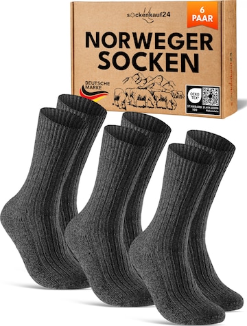 sockenkauf24 Skarpety 'Norweger Wollsocken' w kolorze szary: przód