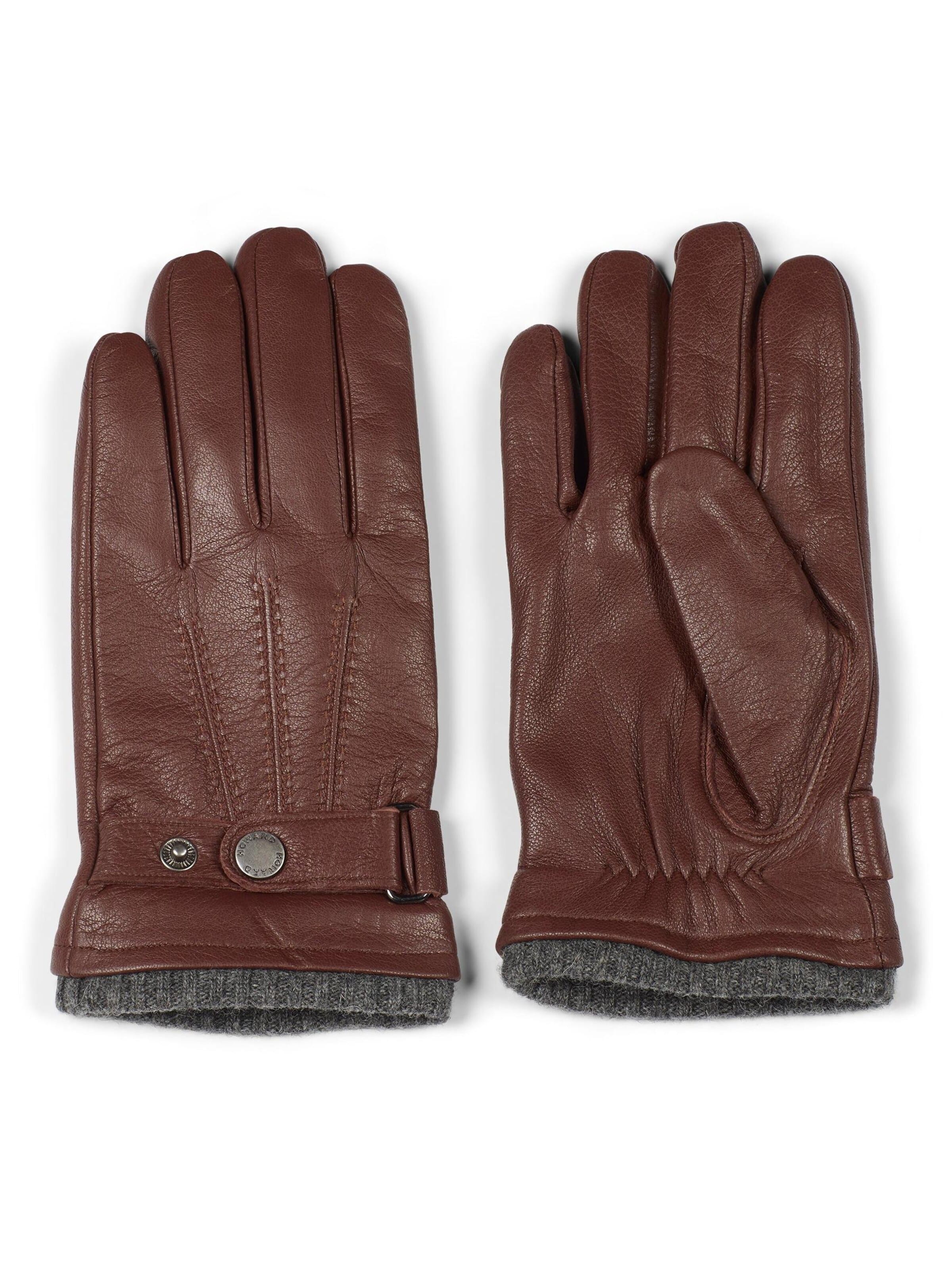 Howard London Guantes con dedos 'Leather Gloves Bruno Brown' en M-L en marrón, Vista del producto