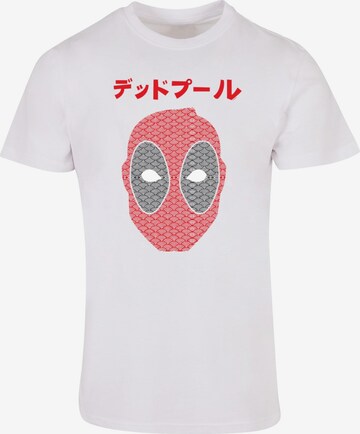 ABSOLUTE CULT Shirt 'Deadpool - Japanese Seigaiha Head' in Wit: voorkant
