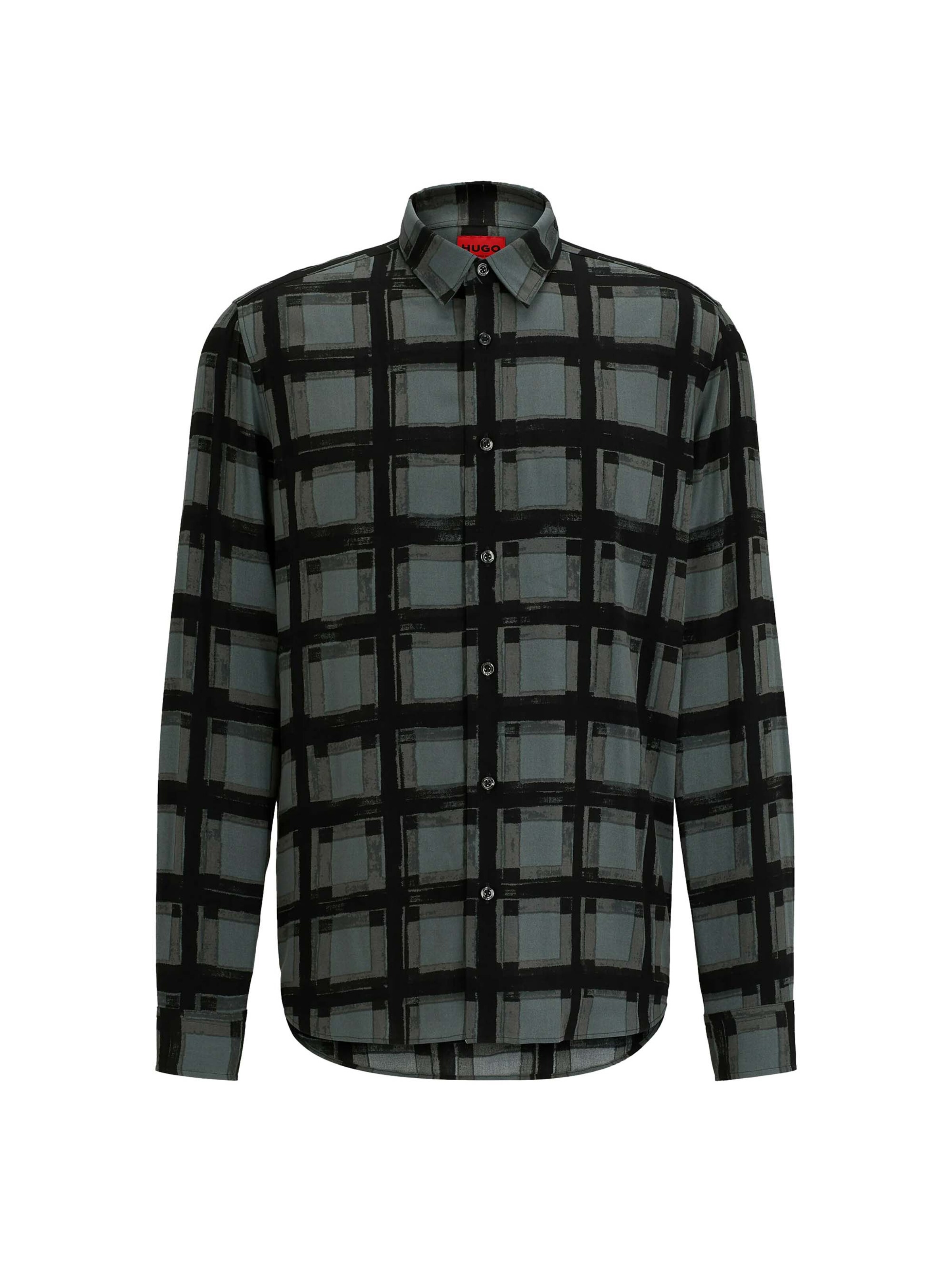 HUGO Button Up Shirt 'Emero' in Graphite / Green / Black, Item view