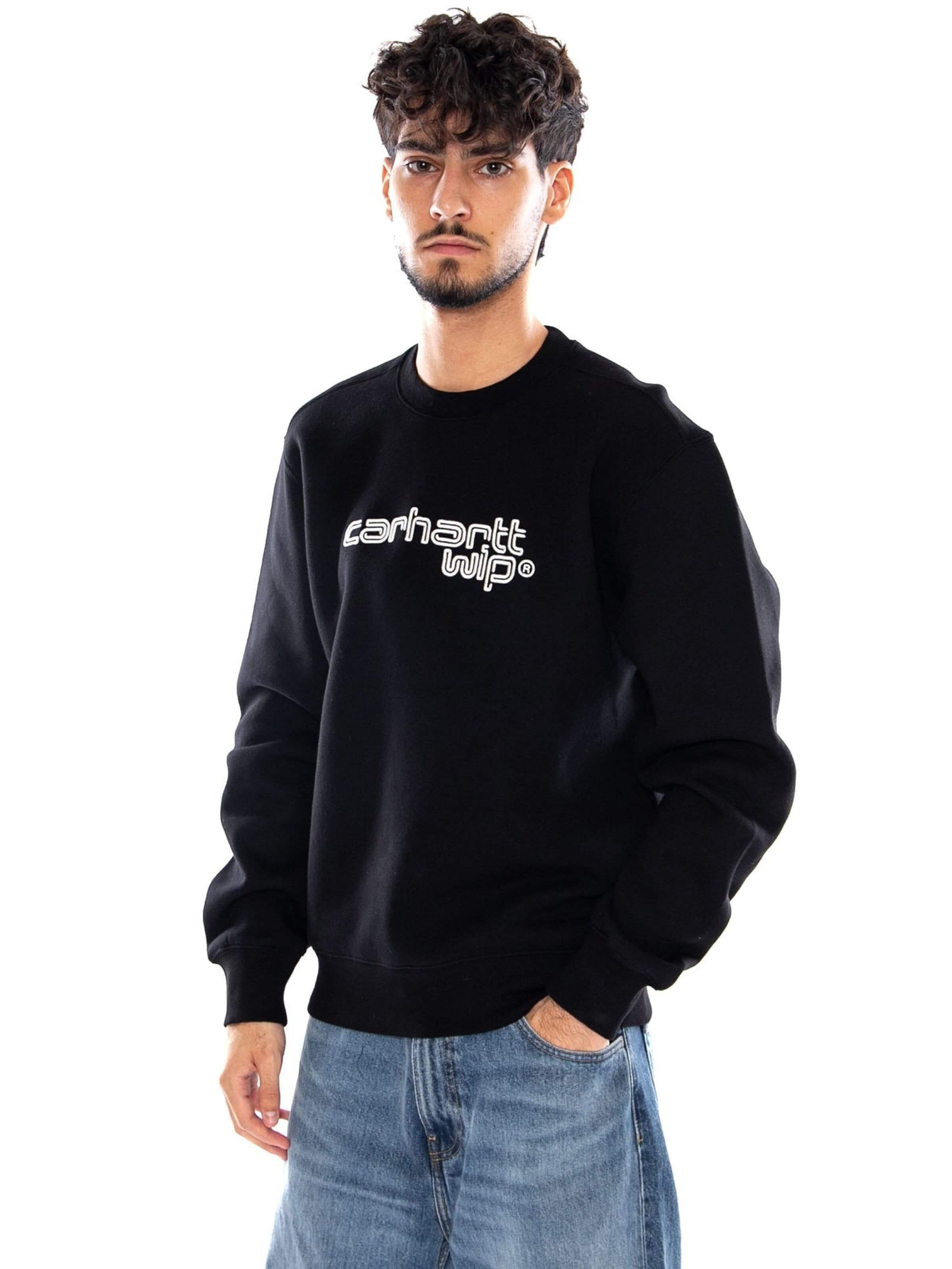 Carhartt WIP Sweatshirt 'WIRELESS SWEAT BLACK / WHITE' in Zwart