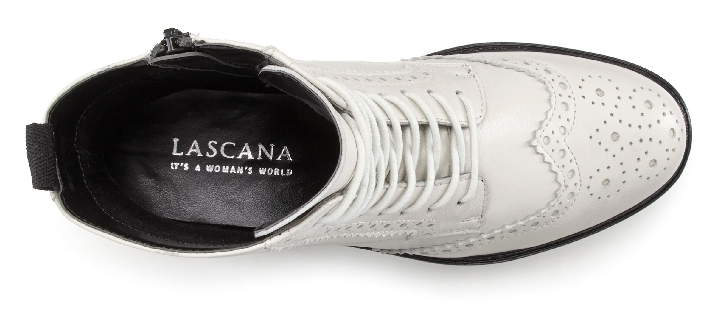 LASCANA Ботинки на шнуровке в Белый