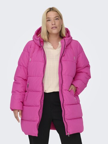 ONLY Carmakoma Wintermantel in Roze: voorkant