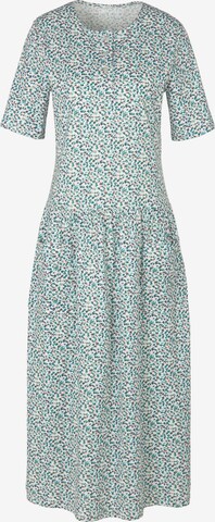 Green Cotton Dress in Blue: front