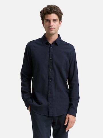 TOM TAILOR Slim fit Button Up Shirt in Blue: front