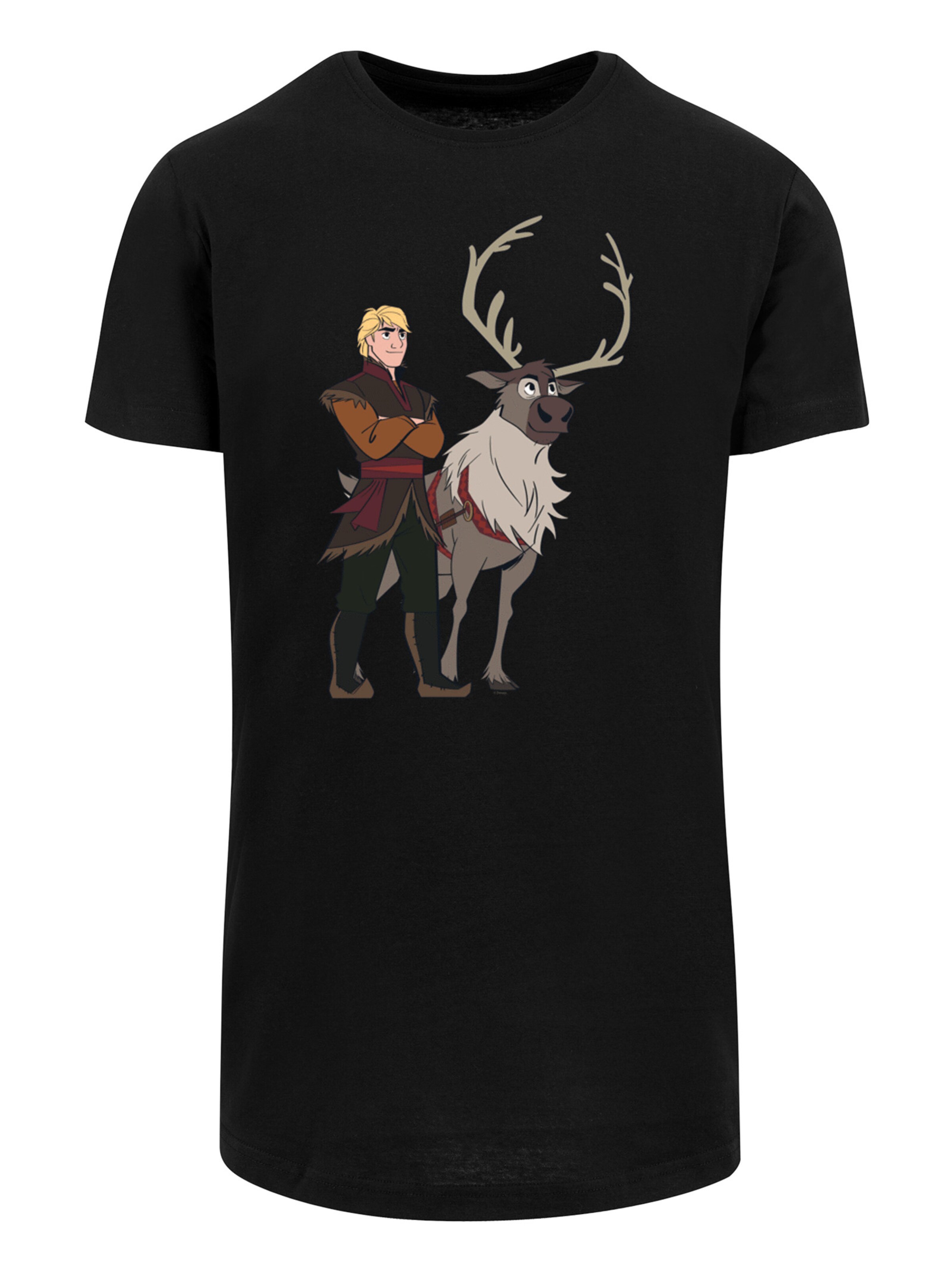 F4NT4STIC Shirt 'Disney Frozen 2 Sven And Kristoff' in Zwart: voorkant