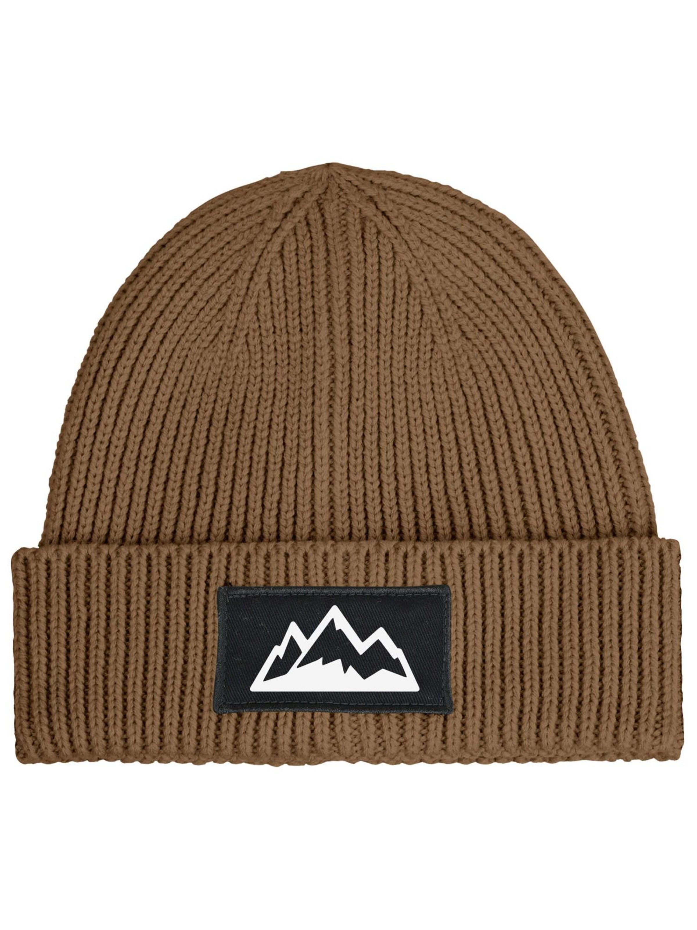 Neverless Beanie 'Mountain' in Brown: front