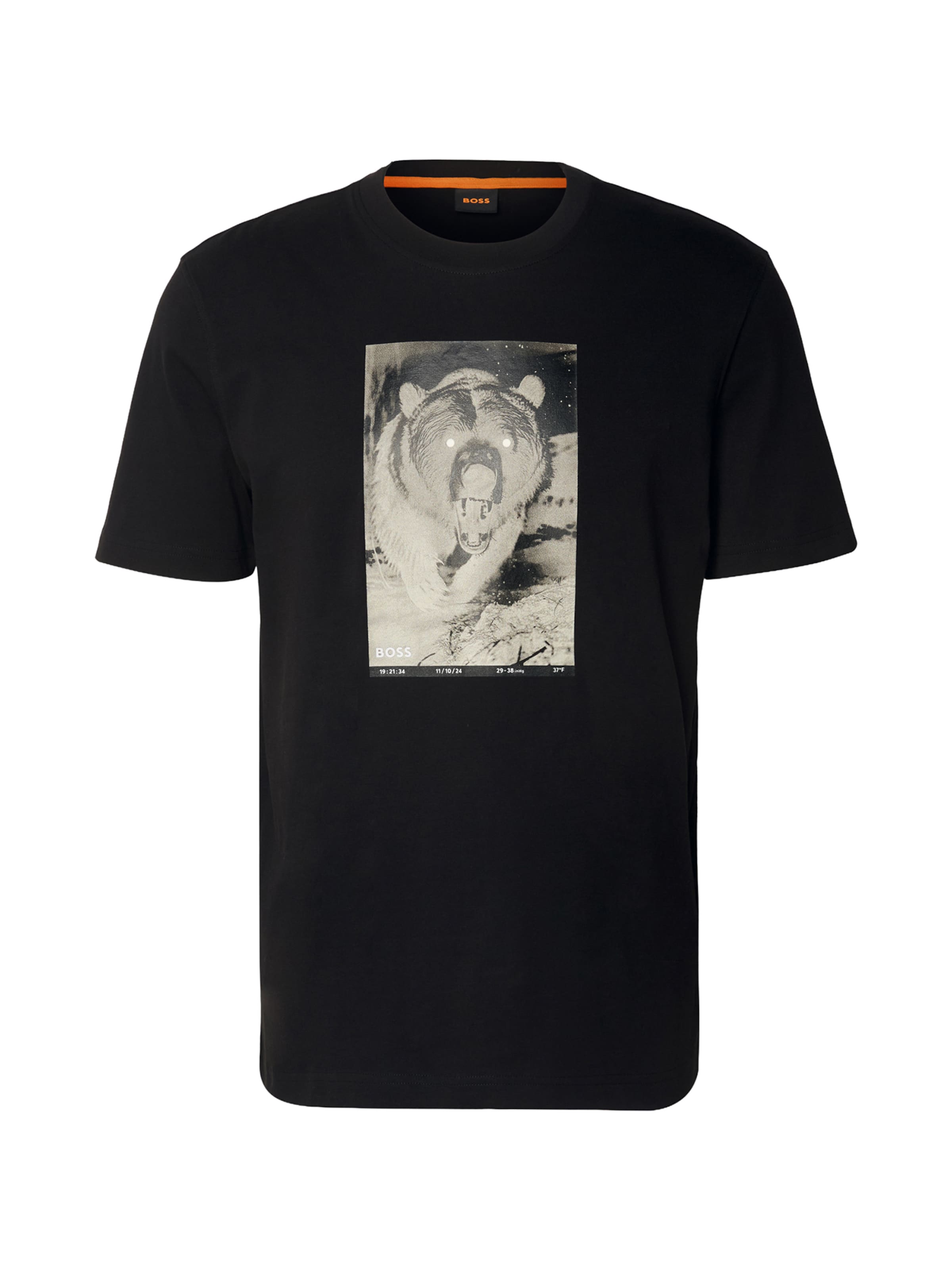 BOSS Тениска 'Wilds' в черно: отпред
