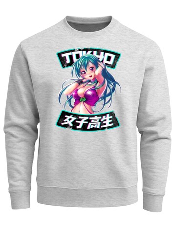 Neverless Sweatshirt 'Anime Girl' in Grey: front
