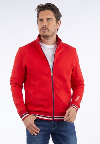 HECHTER PARIS Zip-Up Hoodie in Red: front