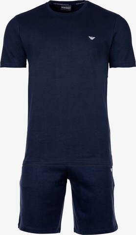 Emporio Armani Pyjama kort in Blauw: voorkant