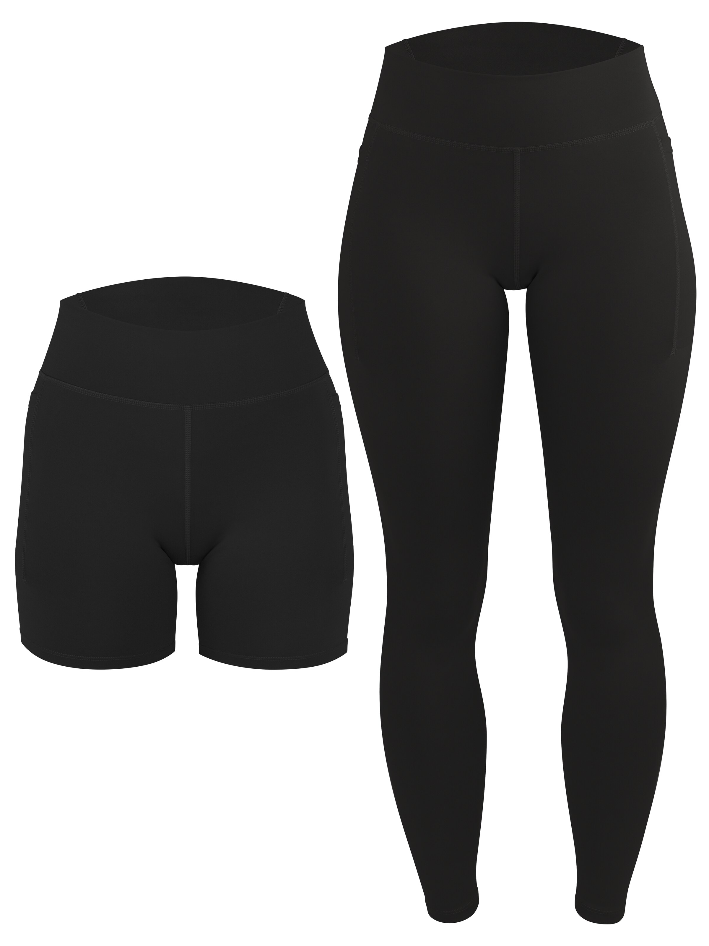 Circle Five Leggings 'Sport Set 2 pcs (Radlershorts mit Taschen + Leggings mit Taschen)' in Black: front