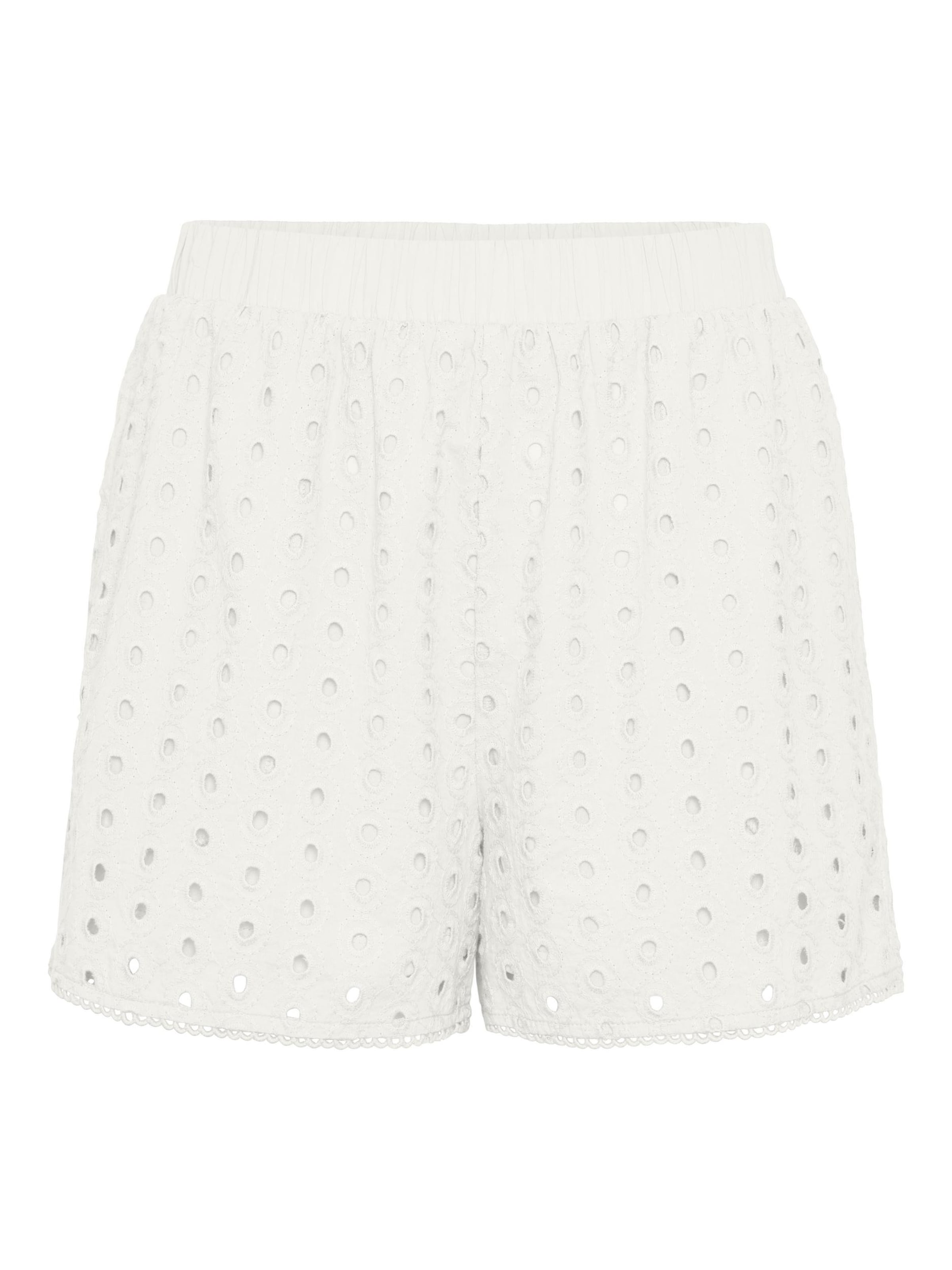 PIECES Regular Trousers 'Højtaljede' in White: front