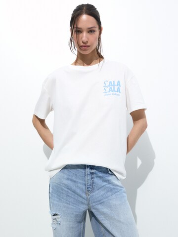 T-shirt Pull&Bear en blanc : devant