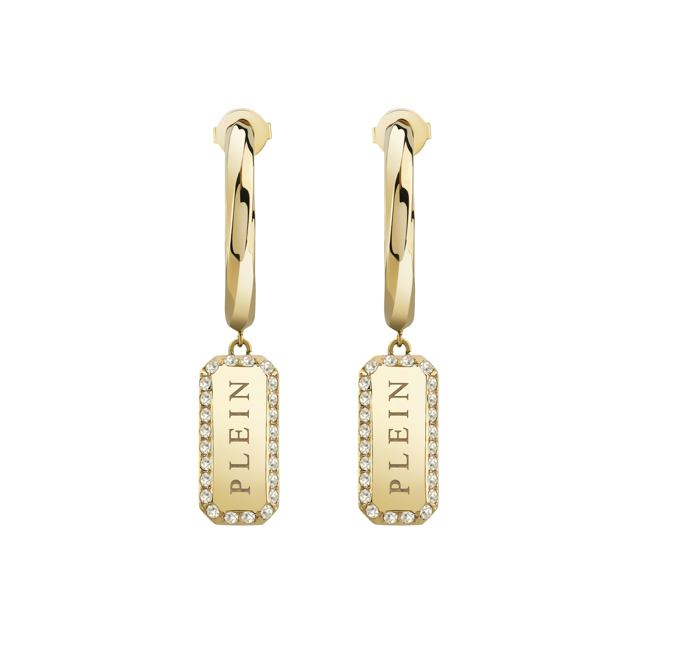 Boucles d'oreilles ' PLEIN TAG ' Philipp Plein Jewellery en or : devant