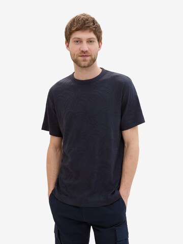 T-Shirt 'Jacquard' TOM TAILOR en bleu : devant
