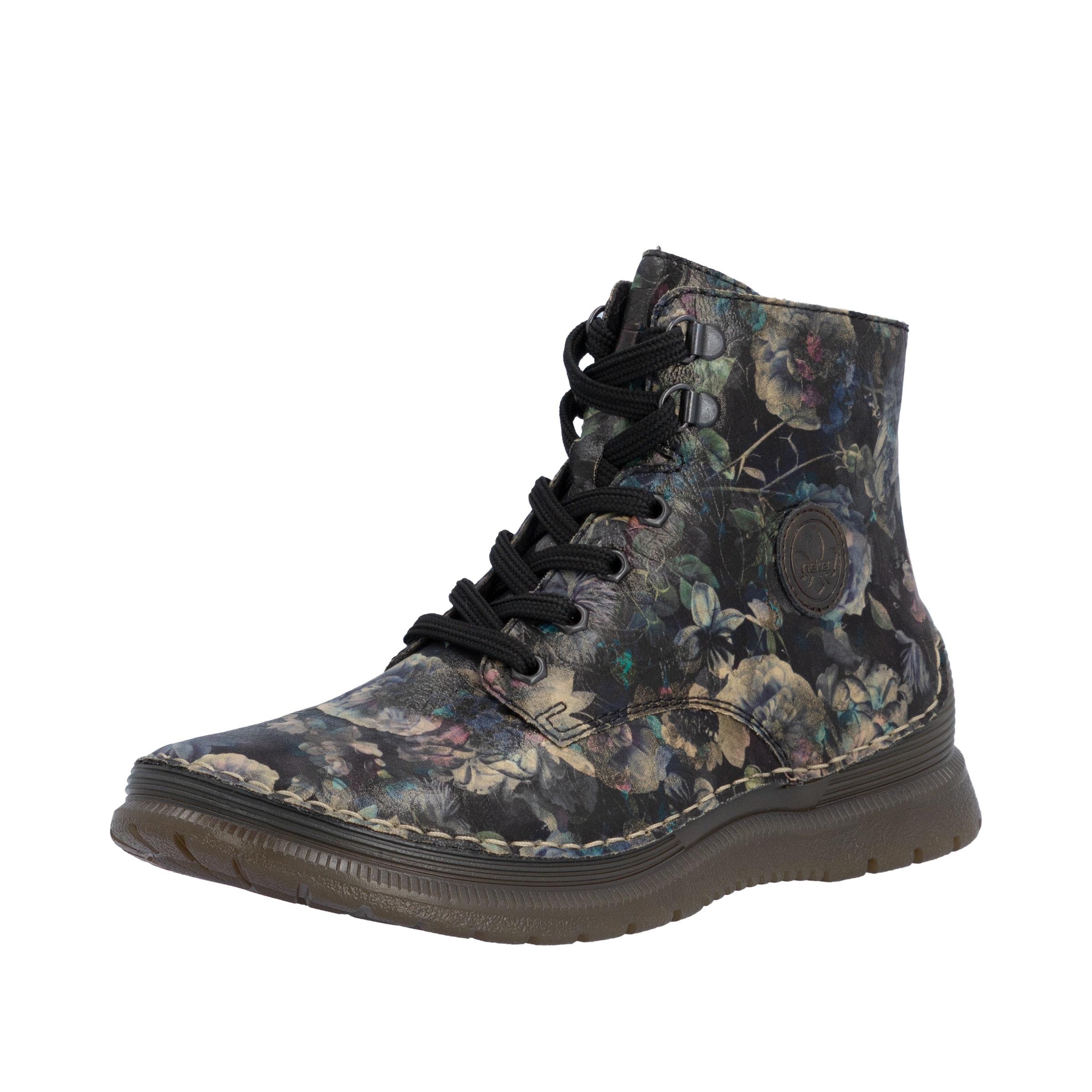Rieker Lace-Up Ankle Boots in Blue: front