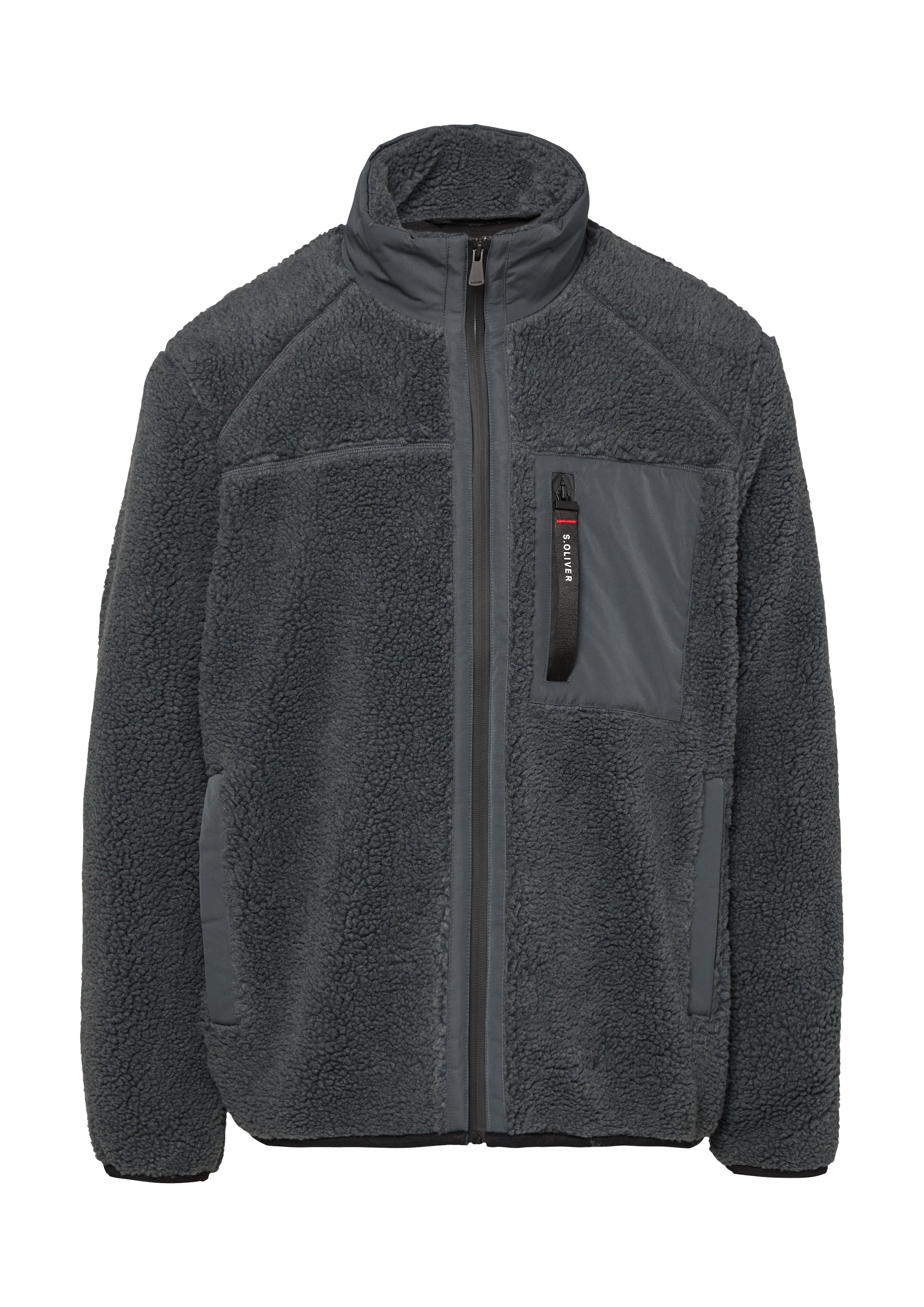 s.Oliver Fleece jas in Grijs: voorkant