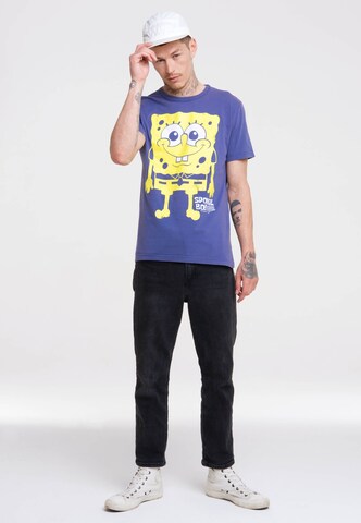 LOGOSHIRT T-Shirt 'Spongebob Schwammkopf' in Blau