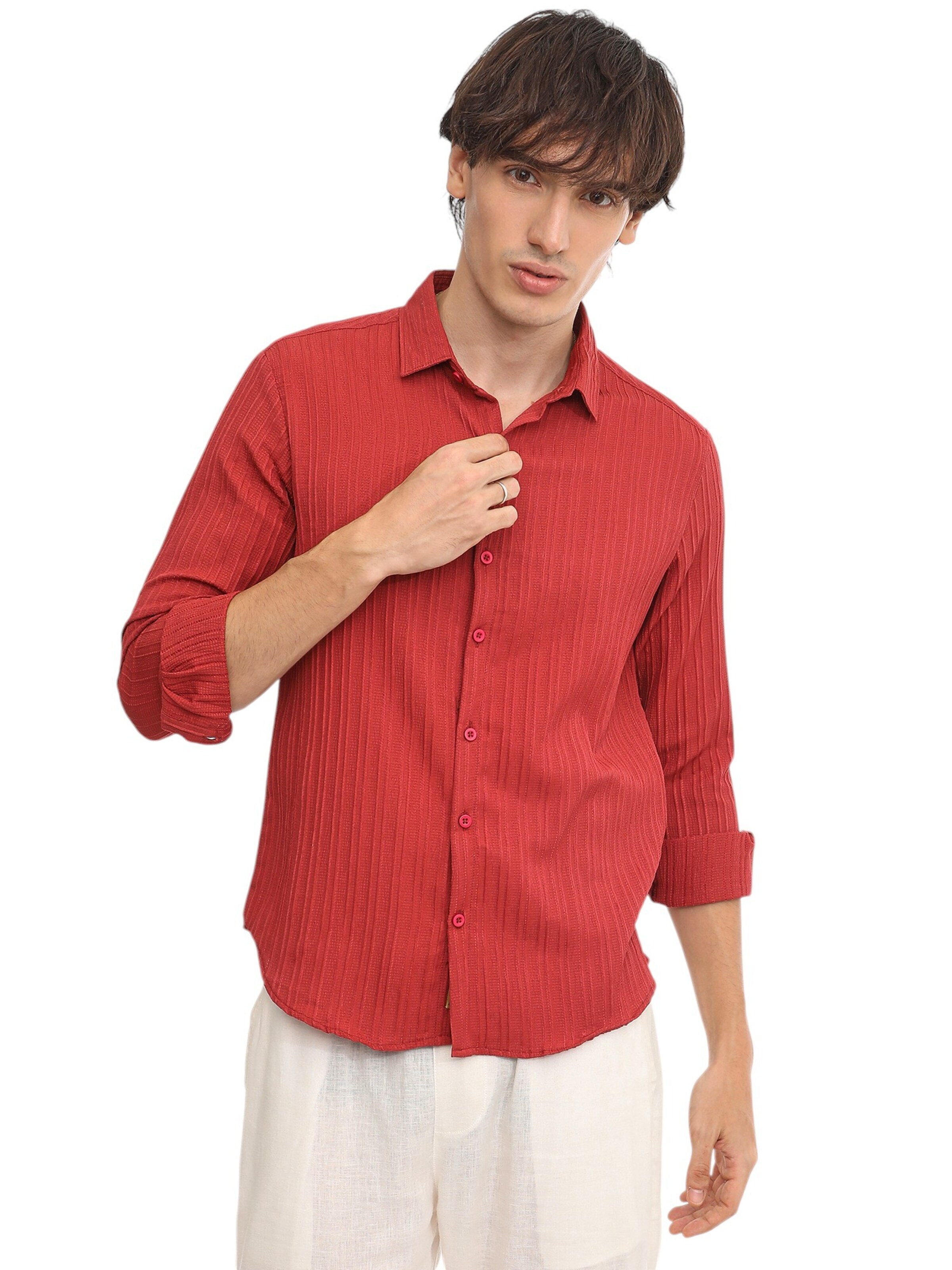 Campus Sutra Regular fit Button Up Shirt 'Theda' in Red: front