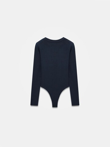 Dilvin Shirt Bodysuit in Blue