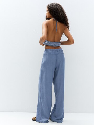 Pull&Bear Wide leg Broek in Blauw