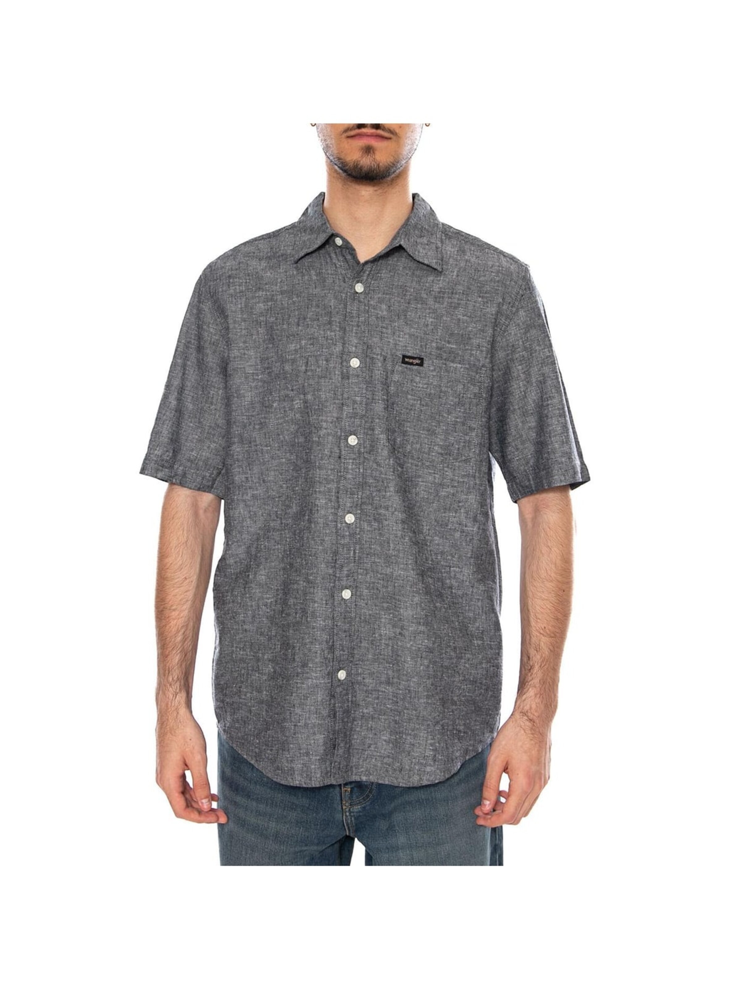 WRANGLER Comfort fit Overhemd 'SS 1 PKT SHIRT DARK NAVY' in Blauw: voorkant