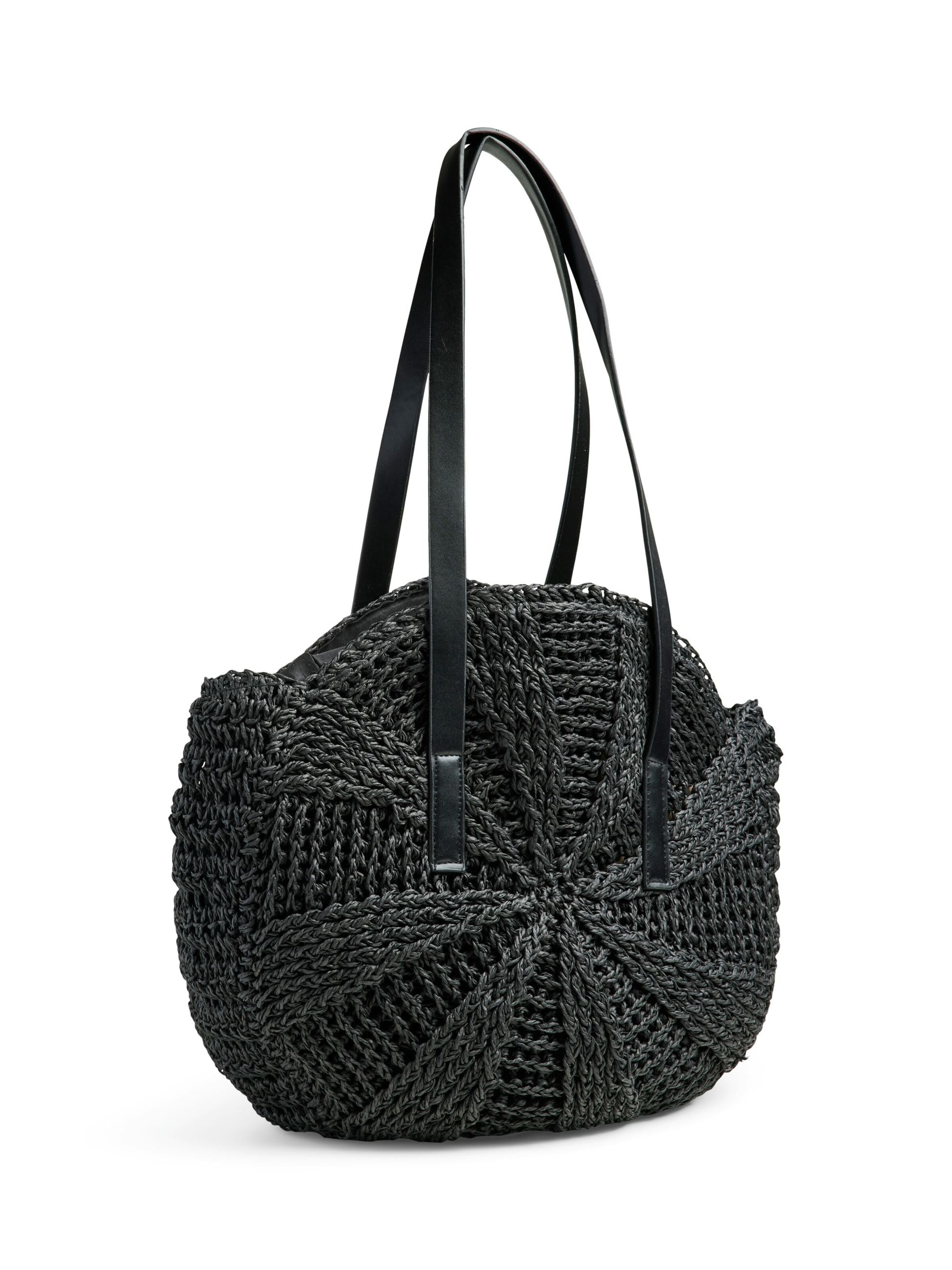 Borsa da spiaggia di PIECES in nero: frontale