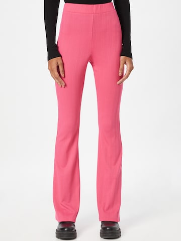 River Island Flared Trousers 'SPLIT' in Pink: front
