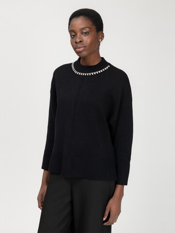 Influencer Pullover in Schwarz: Vorderseite