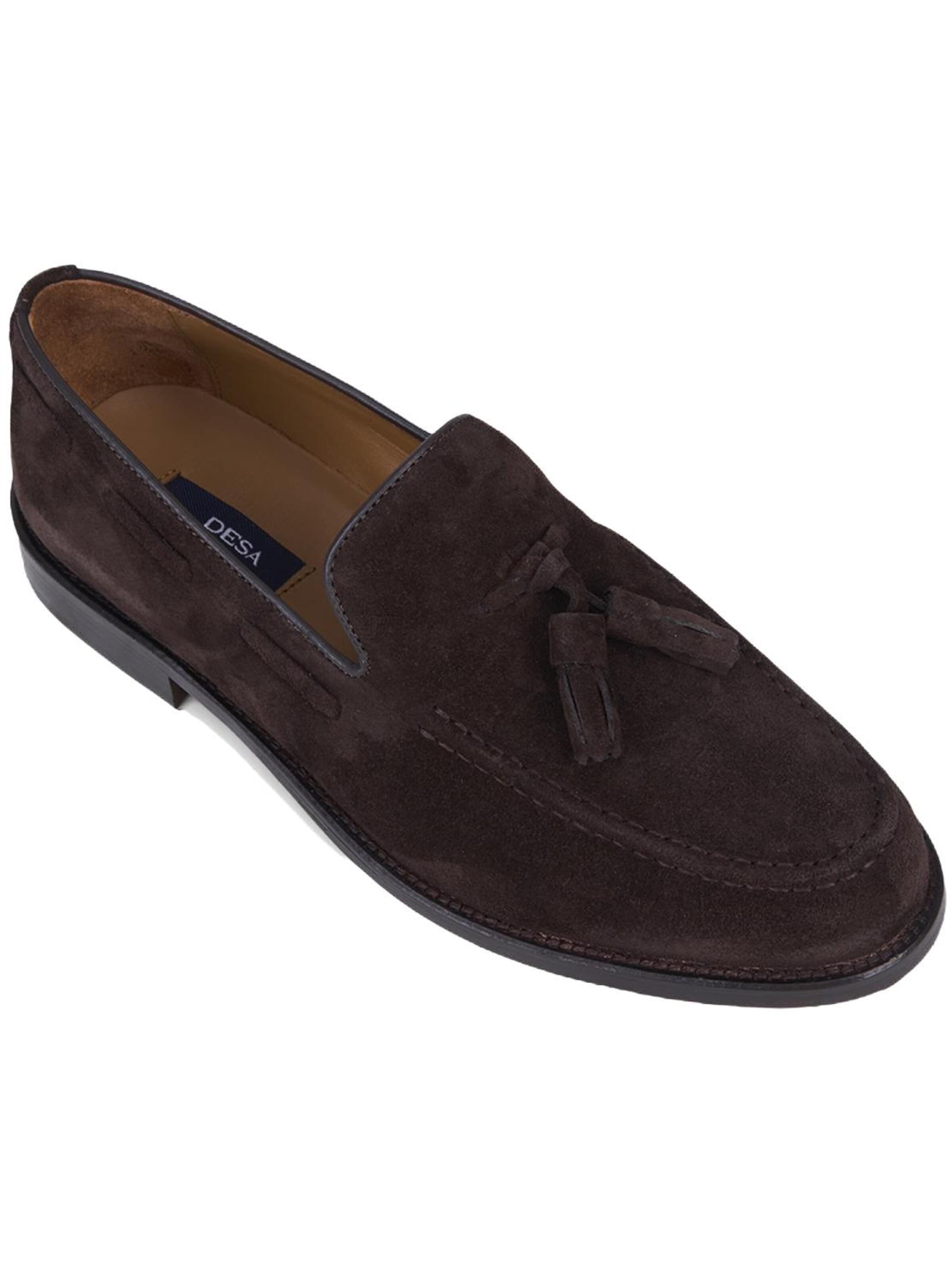 Desa Moccasins 'DESA Herren-Loafer aus Wildleder mit Quasten' in Brown: front