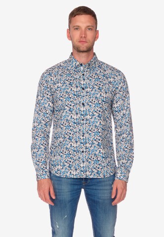 Le Temps Des Cerises Regular fit Button Up Shirt 'ARIAS' in Blue: front