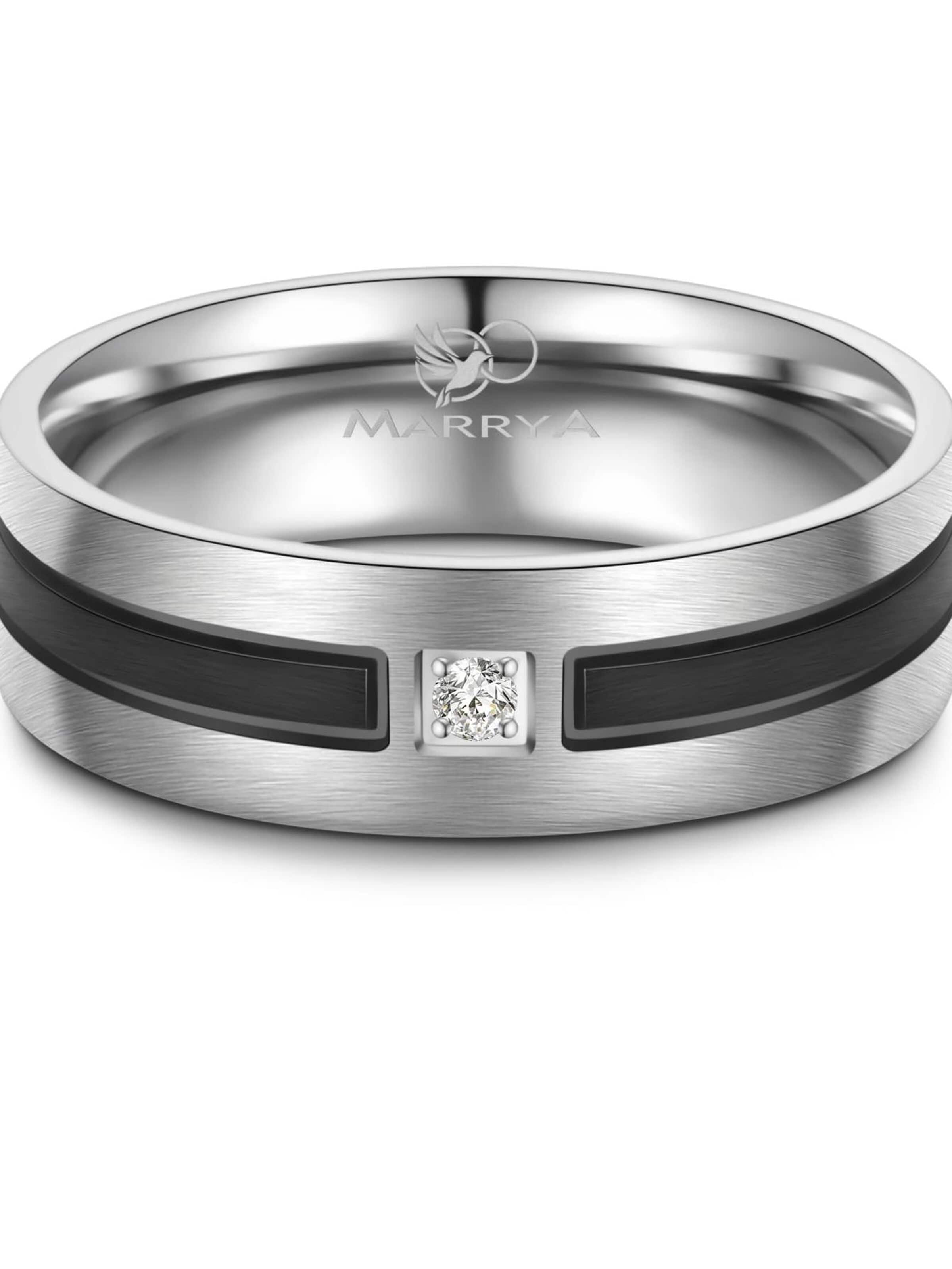 MARRYA Ring 'MARRYA ES-10 Ehering aus Edelstahl - Silberfarben & Schwarz' i vit