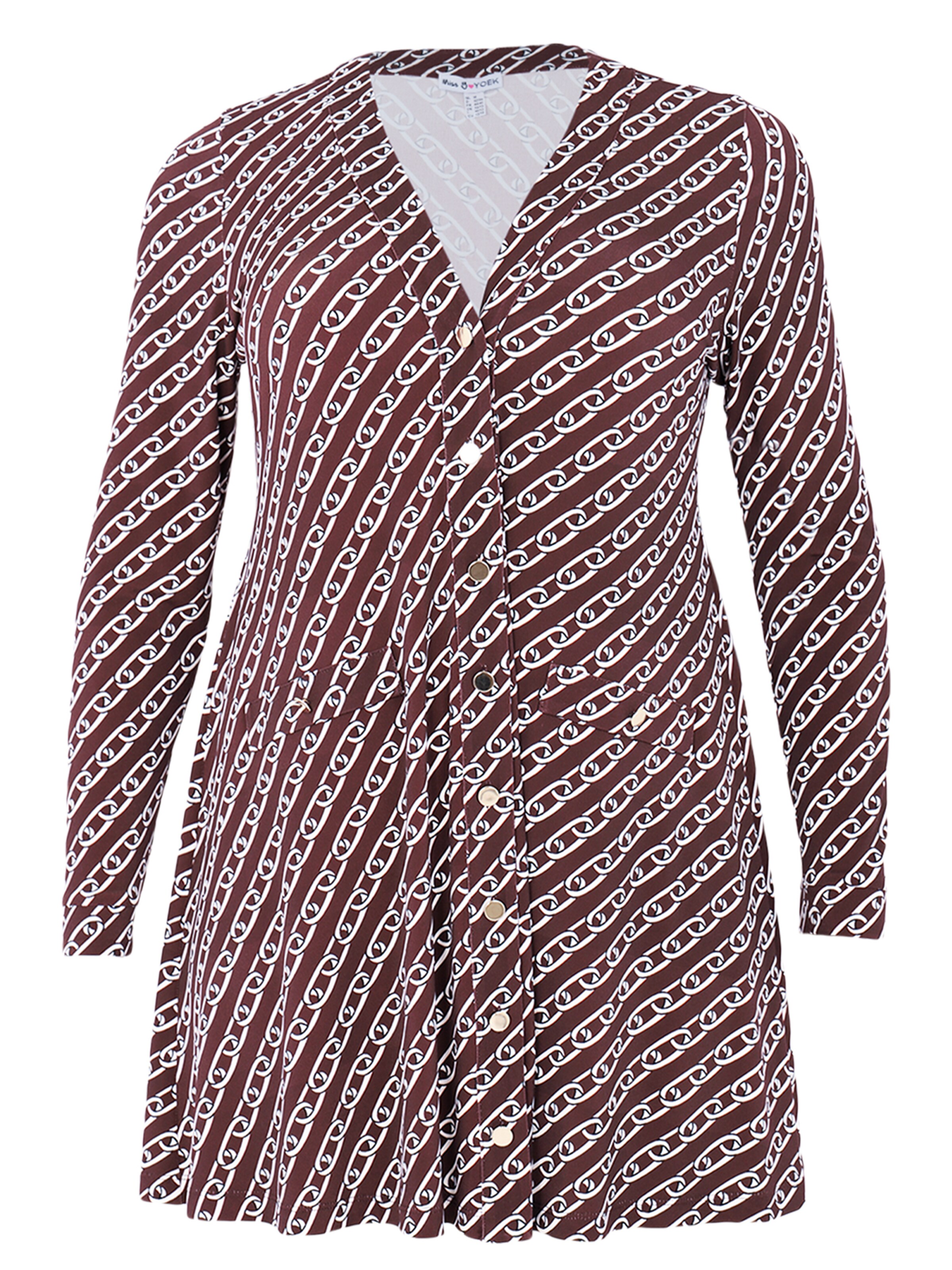 YOEK Gebreid vest &#x27;Chain&#x27; in Bruin: voorkant