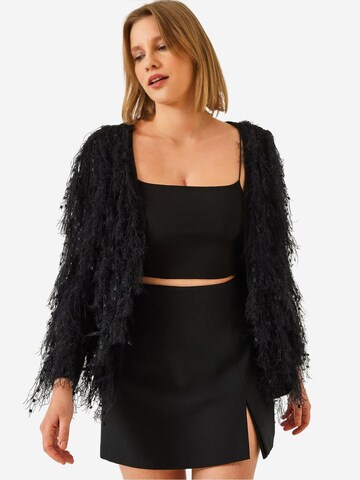 Bianco Lucci Strickjacke in Schwarz: Vorderseite