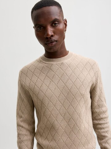 JACK & JONES Sweater 'JJBlacole' in Beige