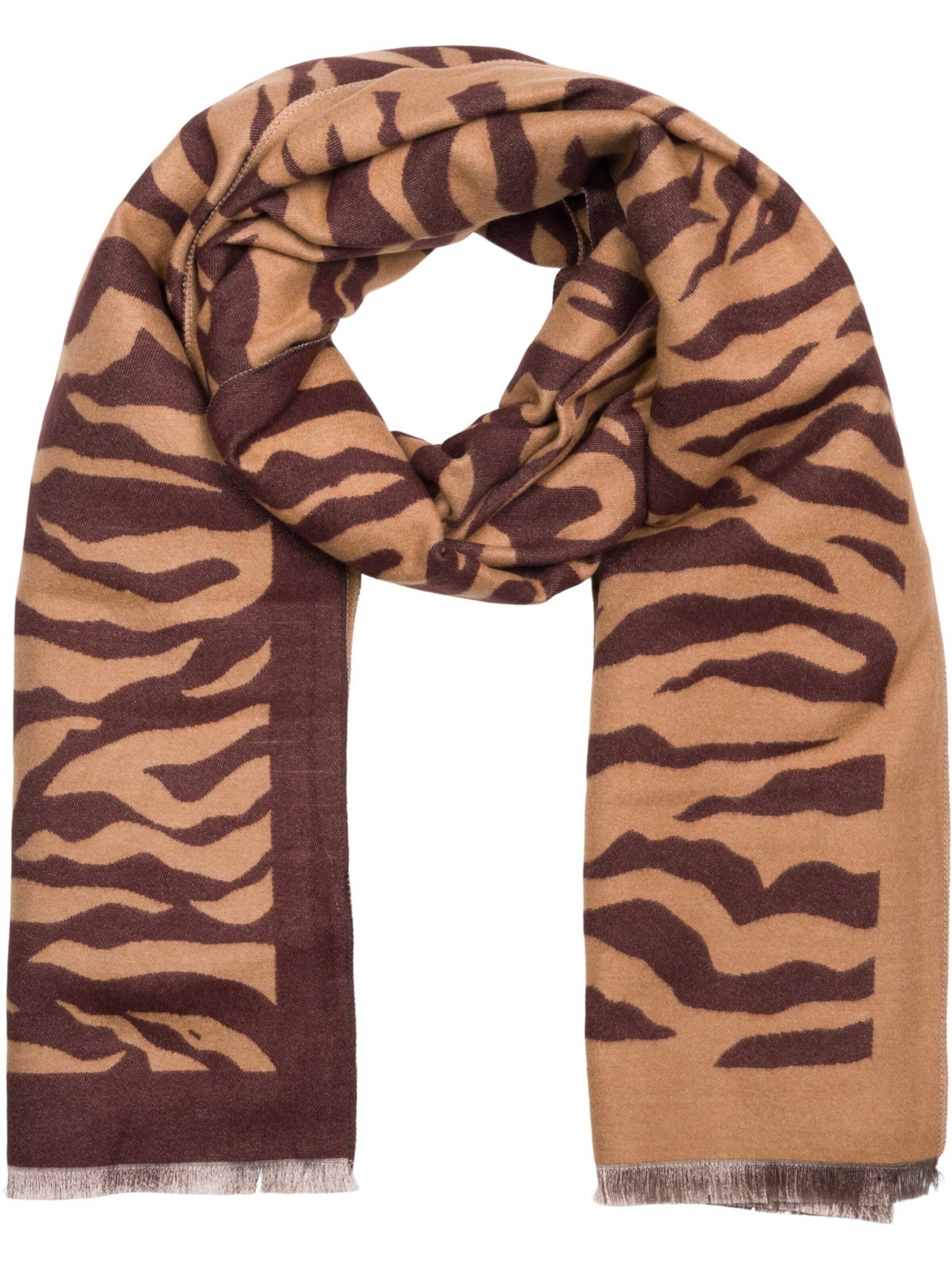 styleBREAKER Schal 'Schal mit Zebra Muster'‌‌‌ in Braun: Vorderseite