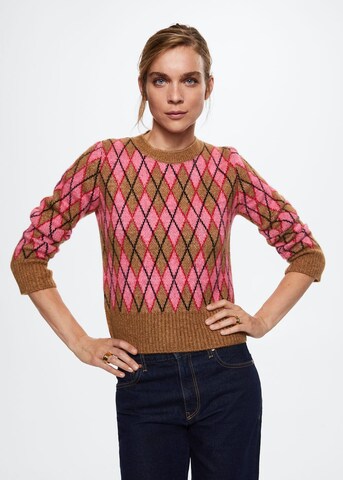 MANGO Pullover 'Rombi' in Braun: predná strana