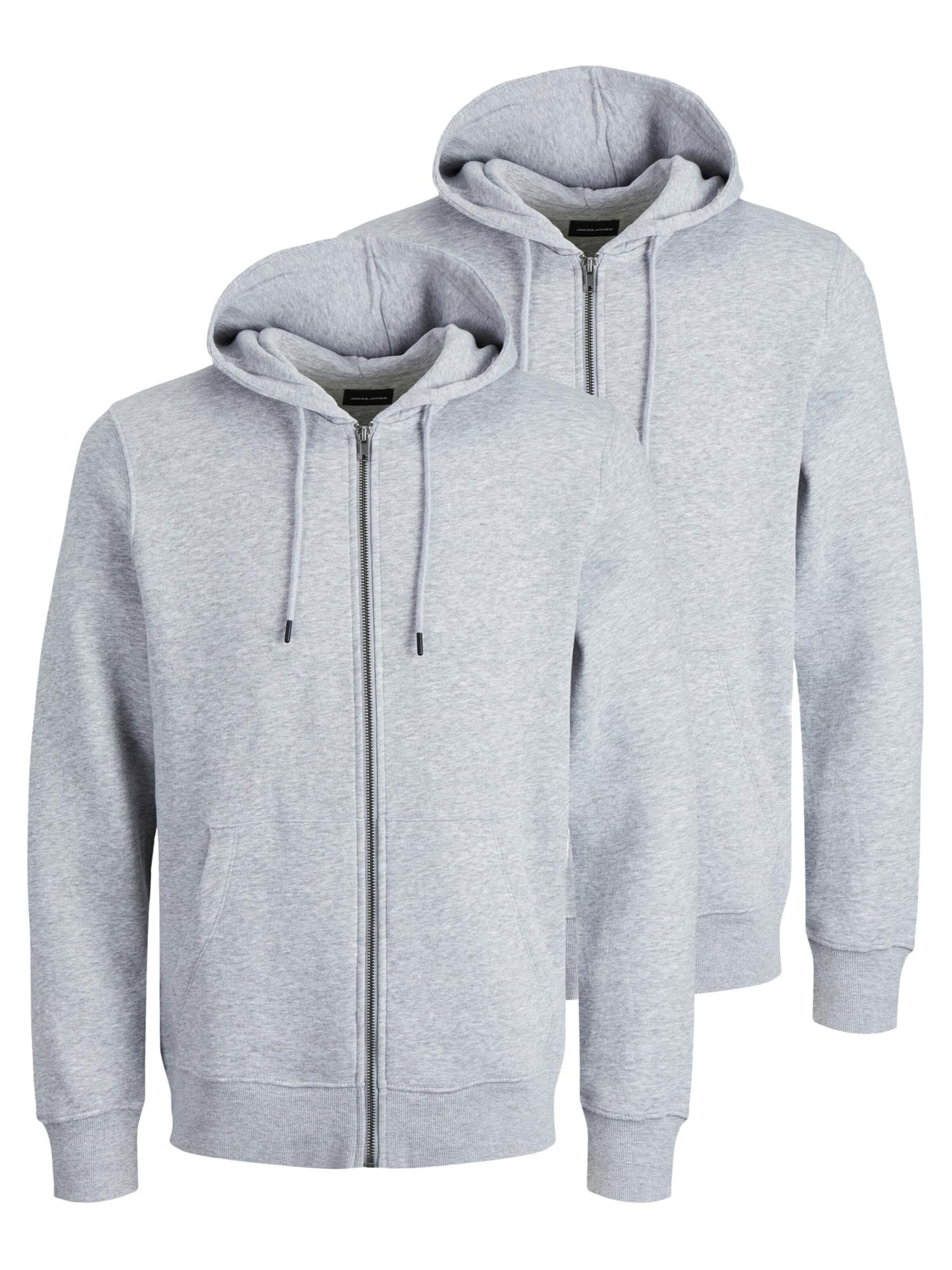 JACK & JONES Zip-Up Hoodie 'Star' in Grey: front