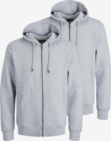 JACK & JONES Zip-Up Hoodie 'Star' in Grey: front