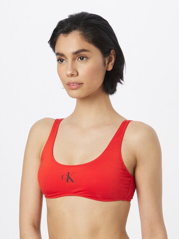 Calvin Klein Swimwear Bralette Bikini Top in Red: front