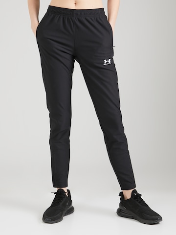 UNDER ARMOUR Slim fit Workout Pants 'Challenger' in Black: front