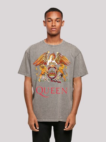 F4NT4STIC Shirt 'Queen Classic Crest' in Grijs: voorkant